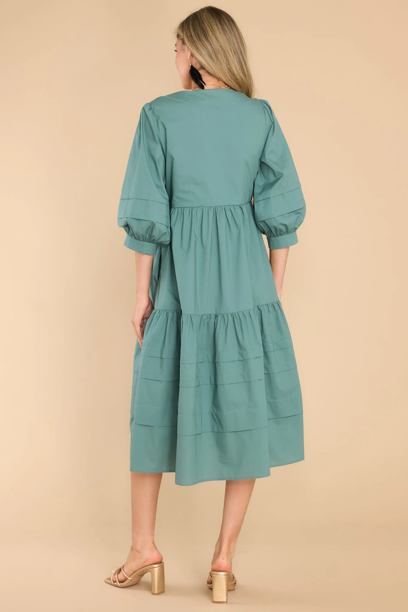 Cozy And Carefree Desert Sage Midi Dress
