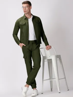 Dark Green Linen Jacket & Jogger Co-Ord Set