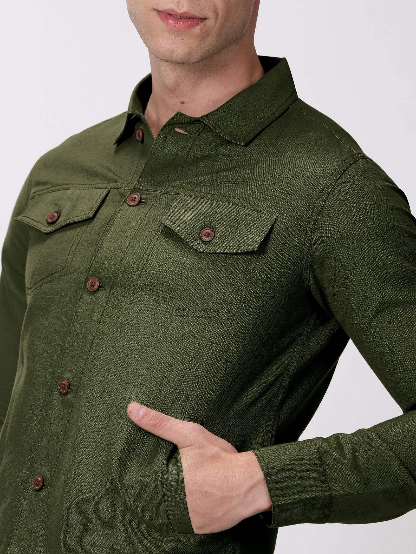 Dark Green Linen Jacket & Jogger Co-Ord Set