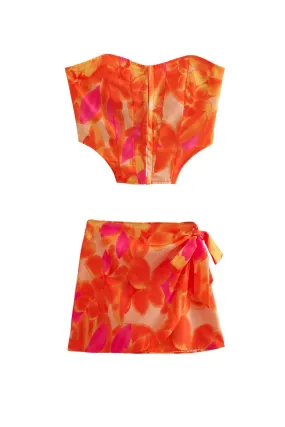 'Darya' Printed Crop Top & Tie-waist Midi Skirt Set (5 Colors)