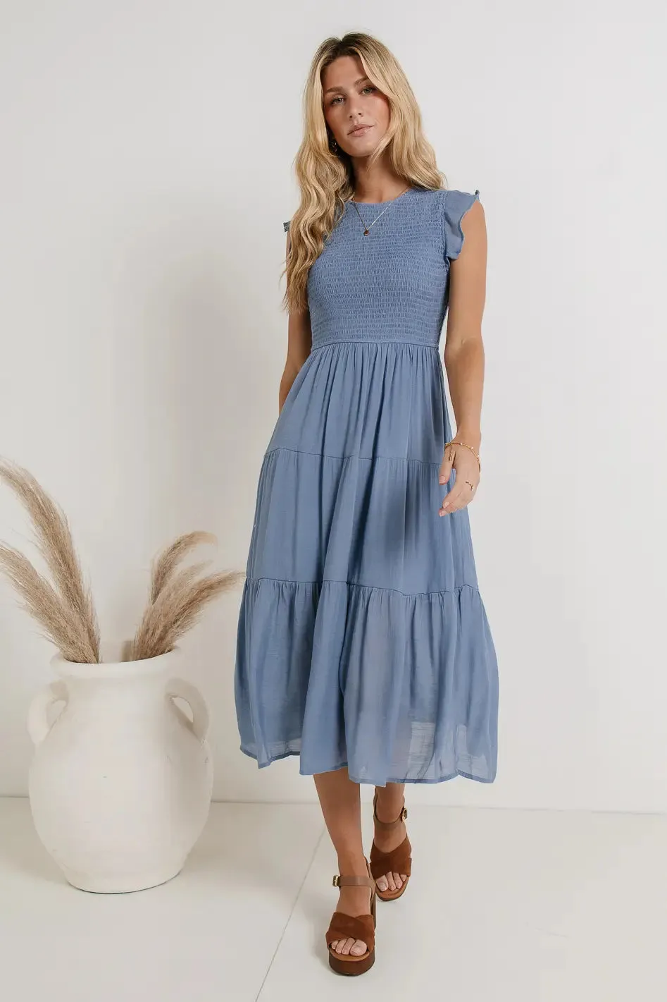 Declan Midi Dress in Blue - FINAL SALE