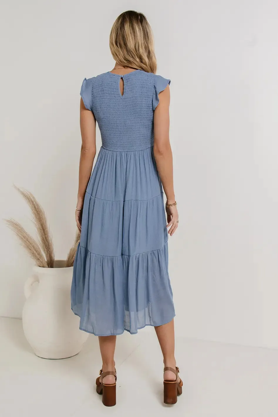 Declan Midi Dress in Blue - FINAL SALE