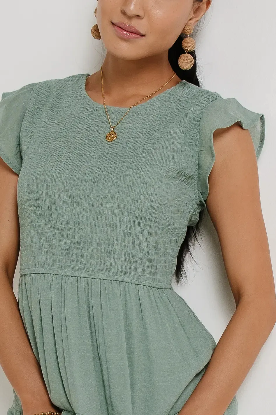 Declan Midi Dress in Sage - FINAL SALE