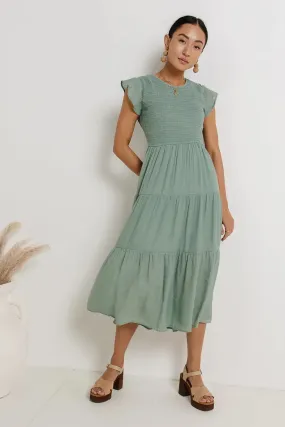 Declan Midi Dress in Sage - FINAL SALE