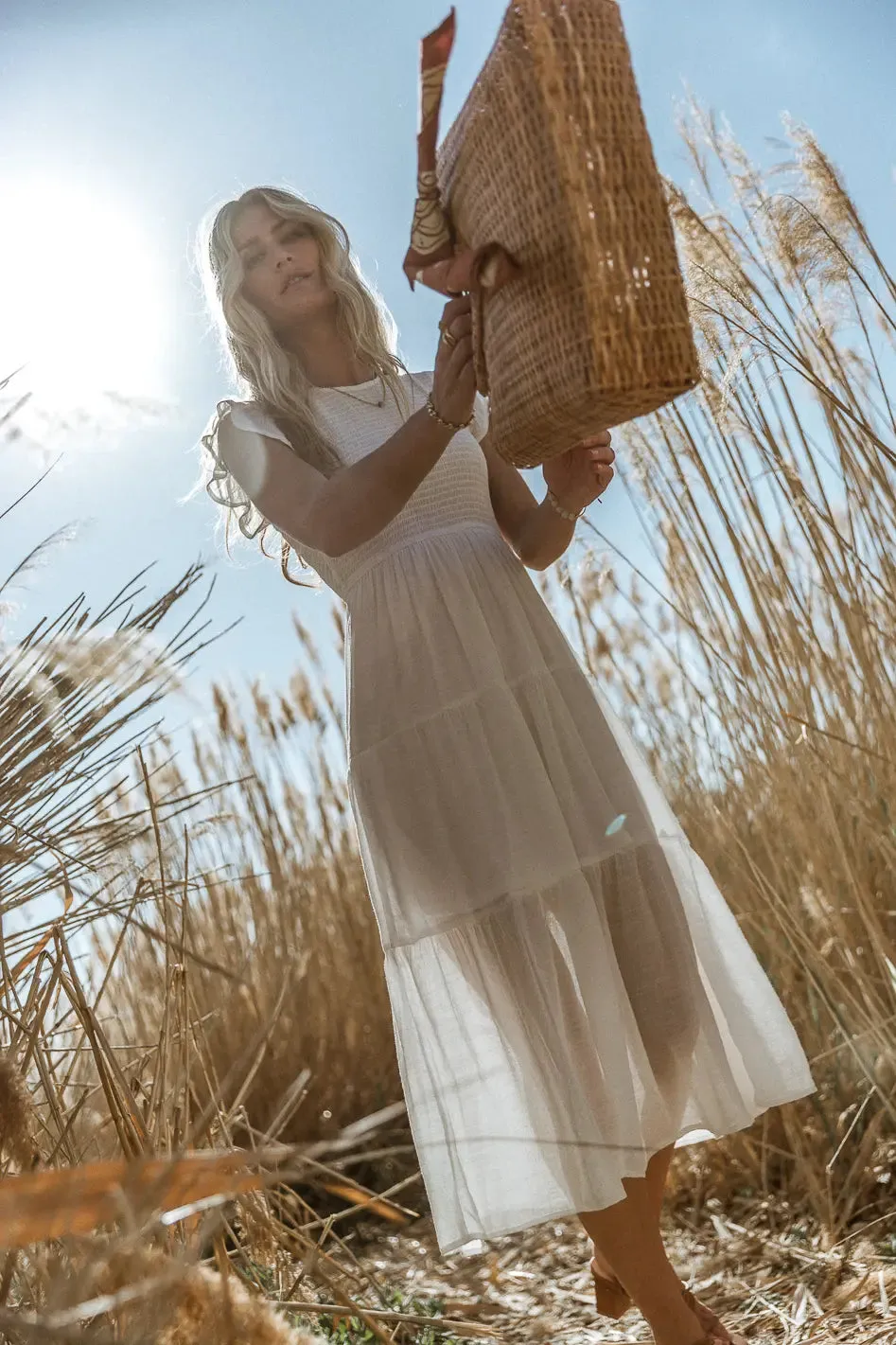 Declan Midi Dress in White - FINAL SALE