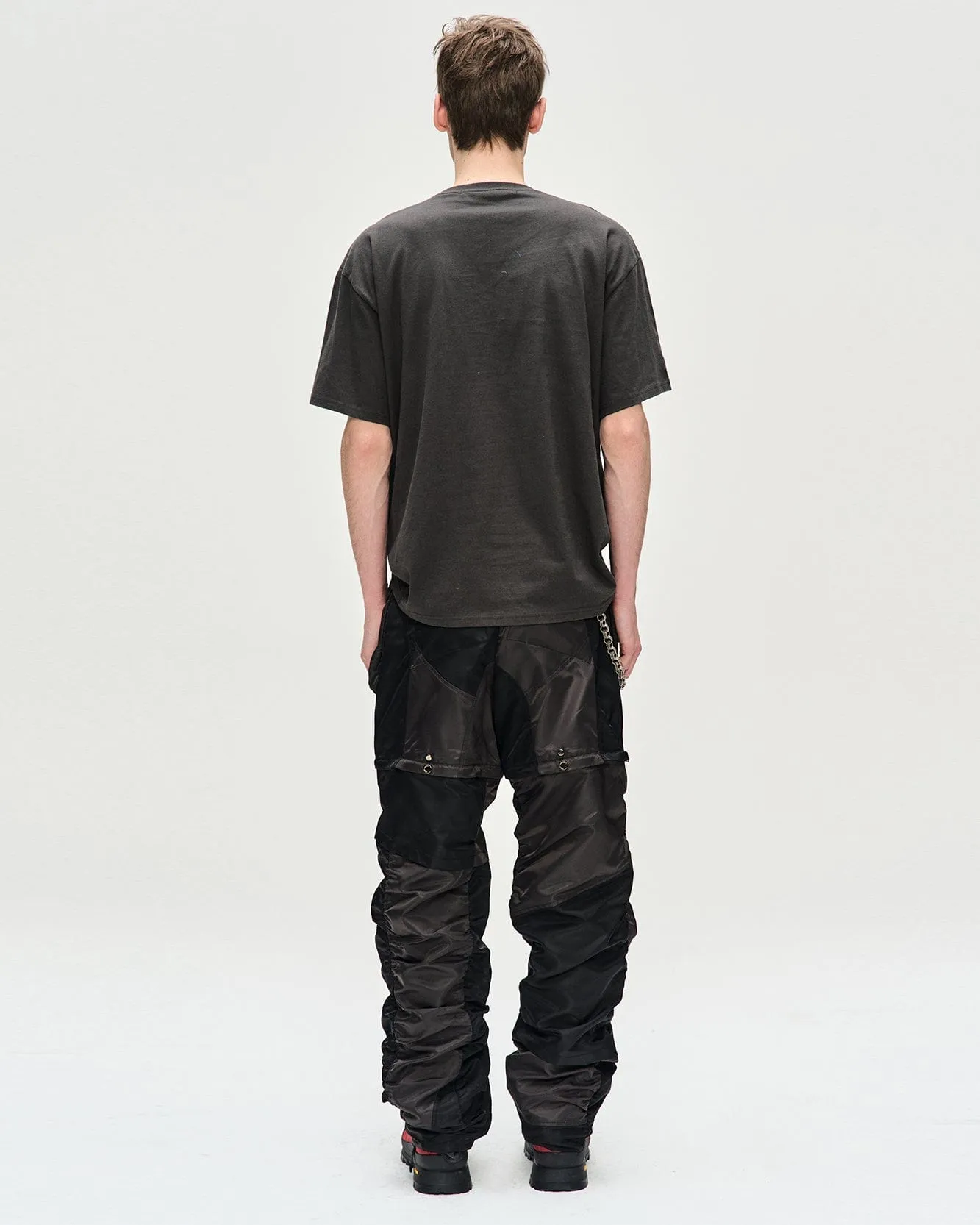 DETACHABLE PATCHWORK CARGO PANTS apa697m(BLACK)