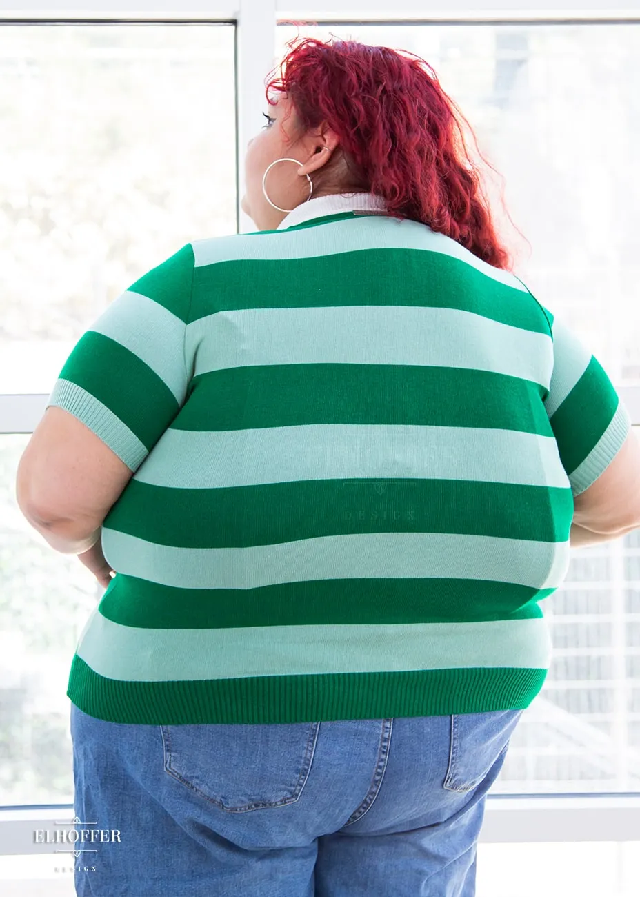 Detective Green Striped Polo Top