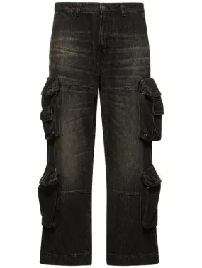 Diesel   D-Fish cotton &amp; hemp denim cargo pants 