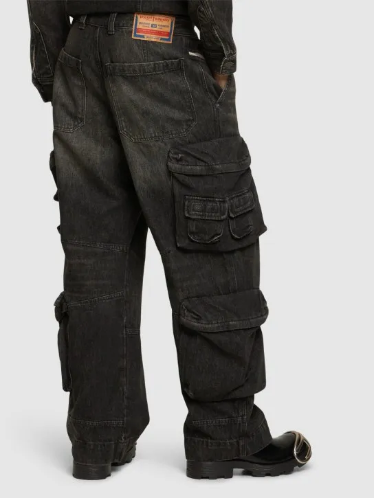 Diesel   D-Fish cotton &amp; hemp denim cargo pants 