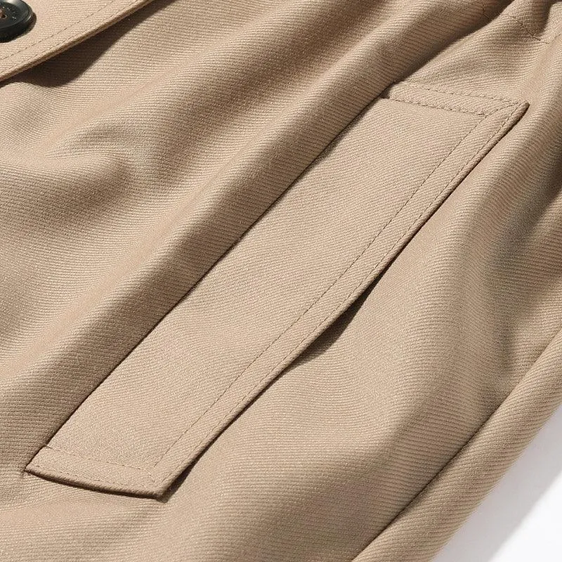 Double-Breasted Worsted Wool Trench Coat