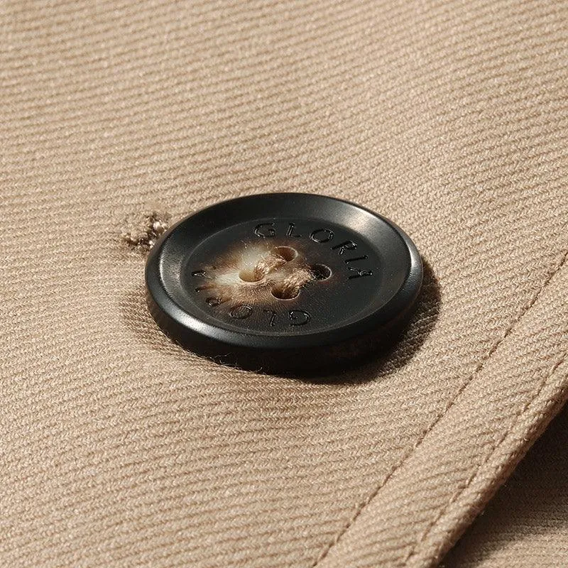 Double-Breasted Worsted Wool Trench Coat