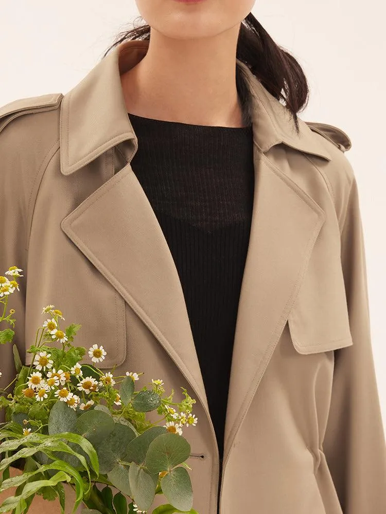 Double-Breasted Worsted Wool Trench Coat