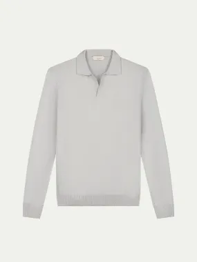 Extrafine Merino Buttonless Polo Classic Grey