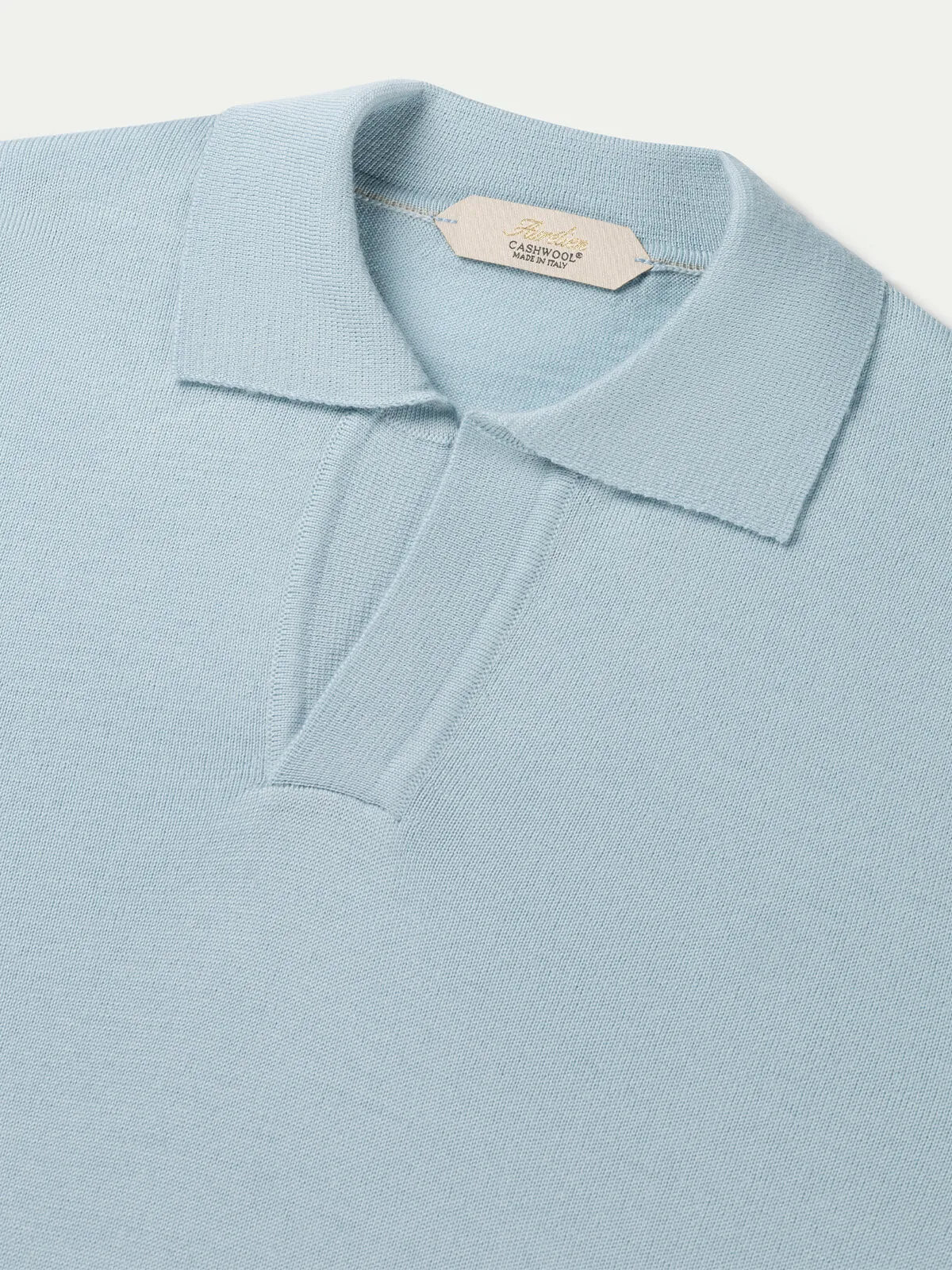 Extrafine Merino Buttonless Polo Cool Blue