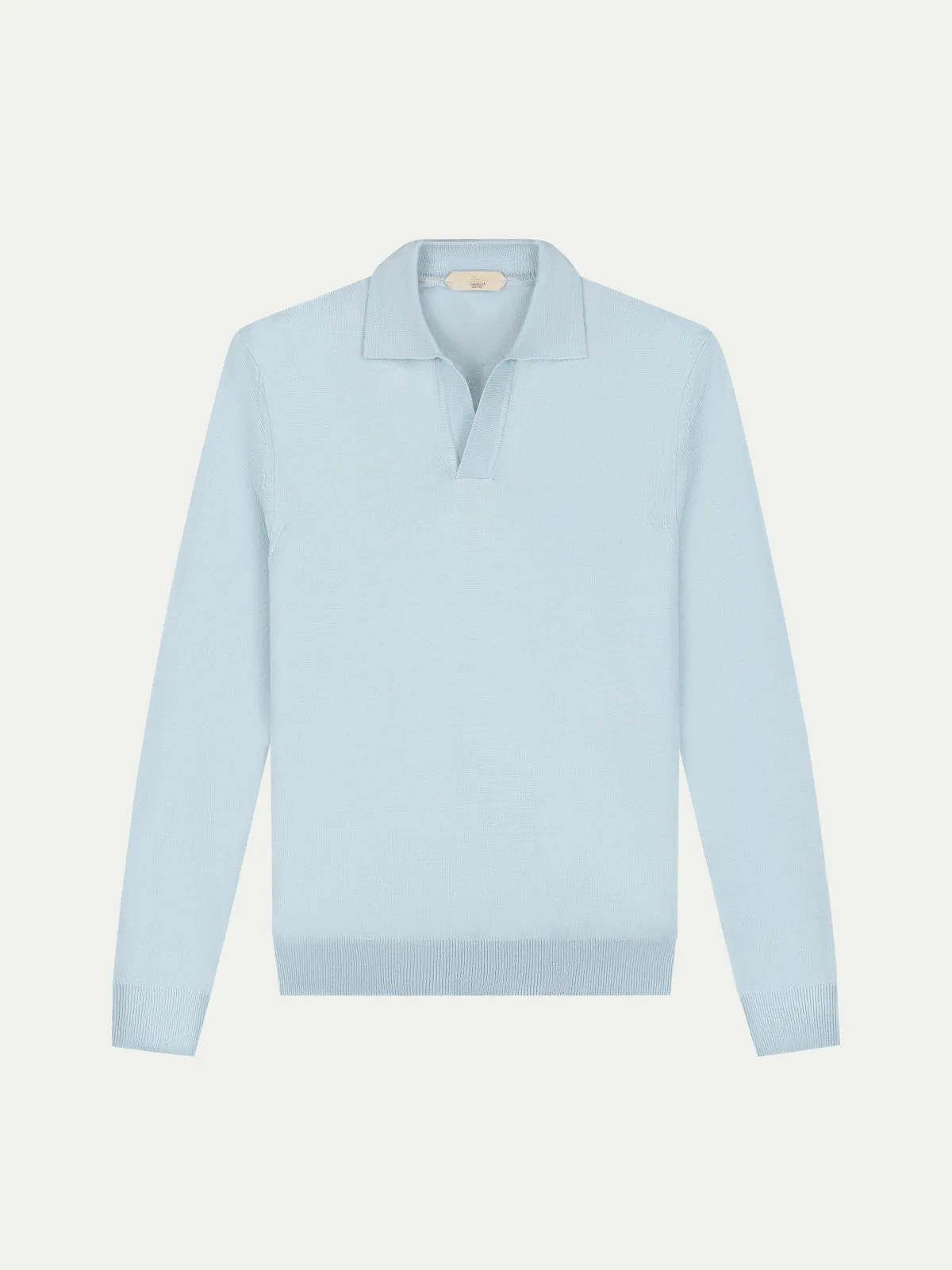Extrafine Merino Buttonless Polo Cool Blue