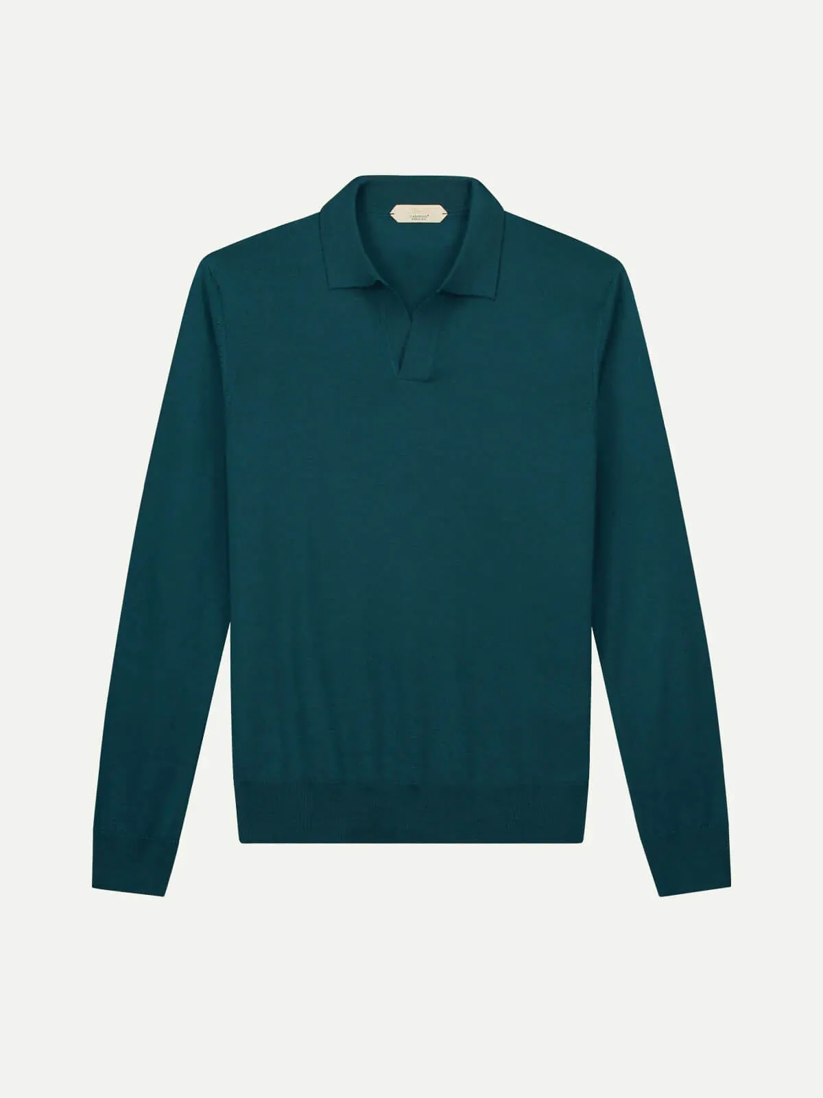 Extrafine Merino Buttonless Polo Dark Green