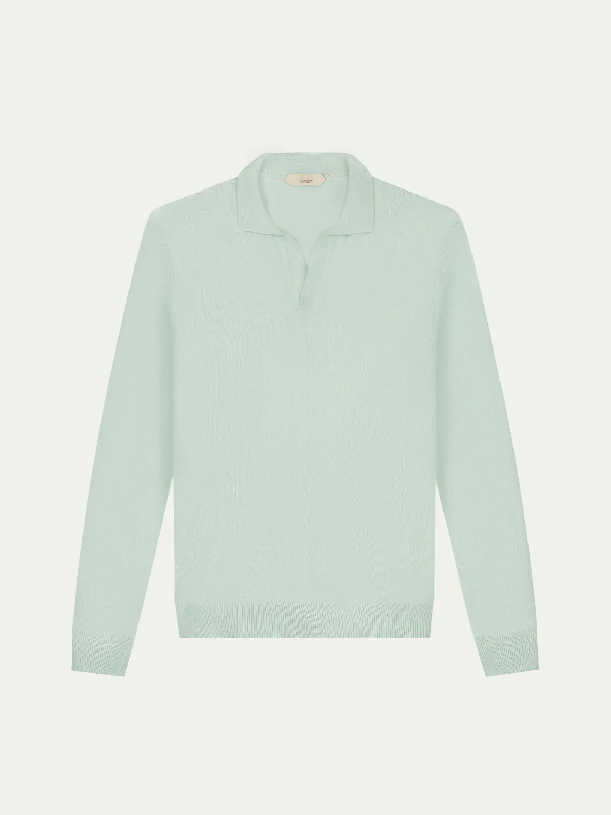Extrafine Merino Buttonless Polo Light Green