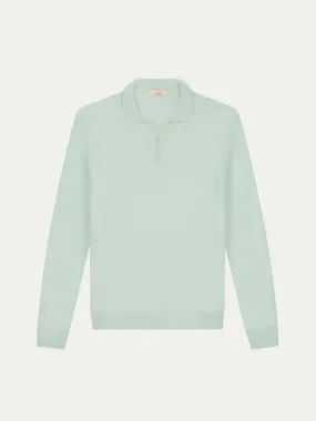 Extrafine Merino Buttonless Polo Light Green