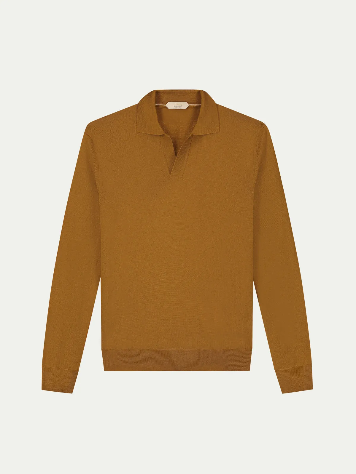 Extrafine Merino Buttonless Polo Saffron