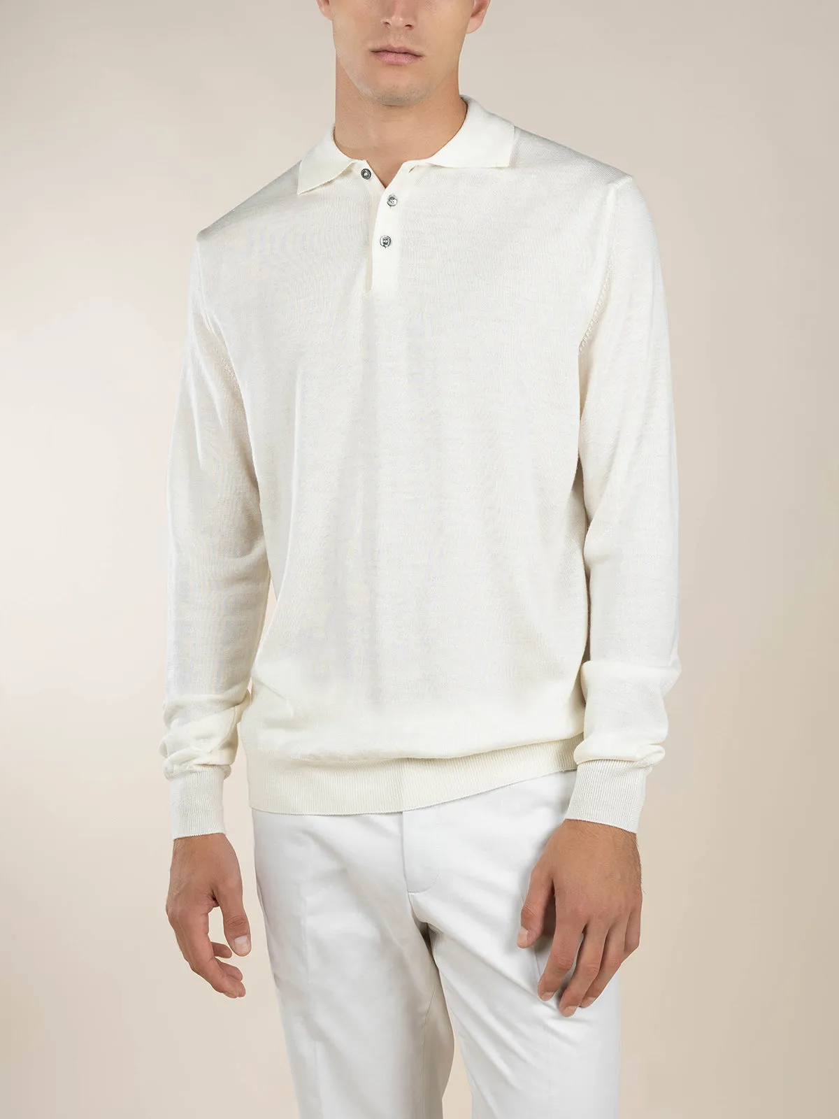 Extrafine Merino Polo Ivory