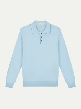 Extrafine Merino Polo Light Blue