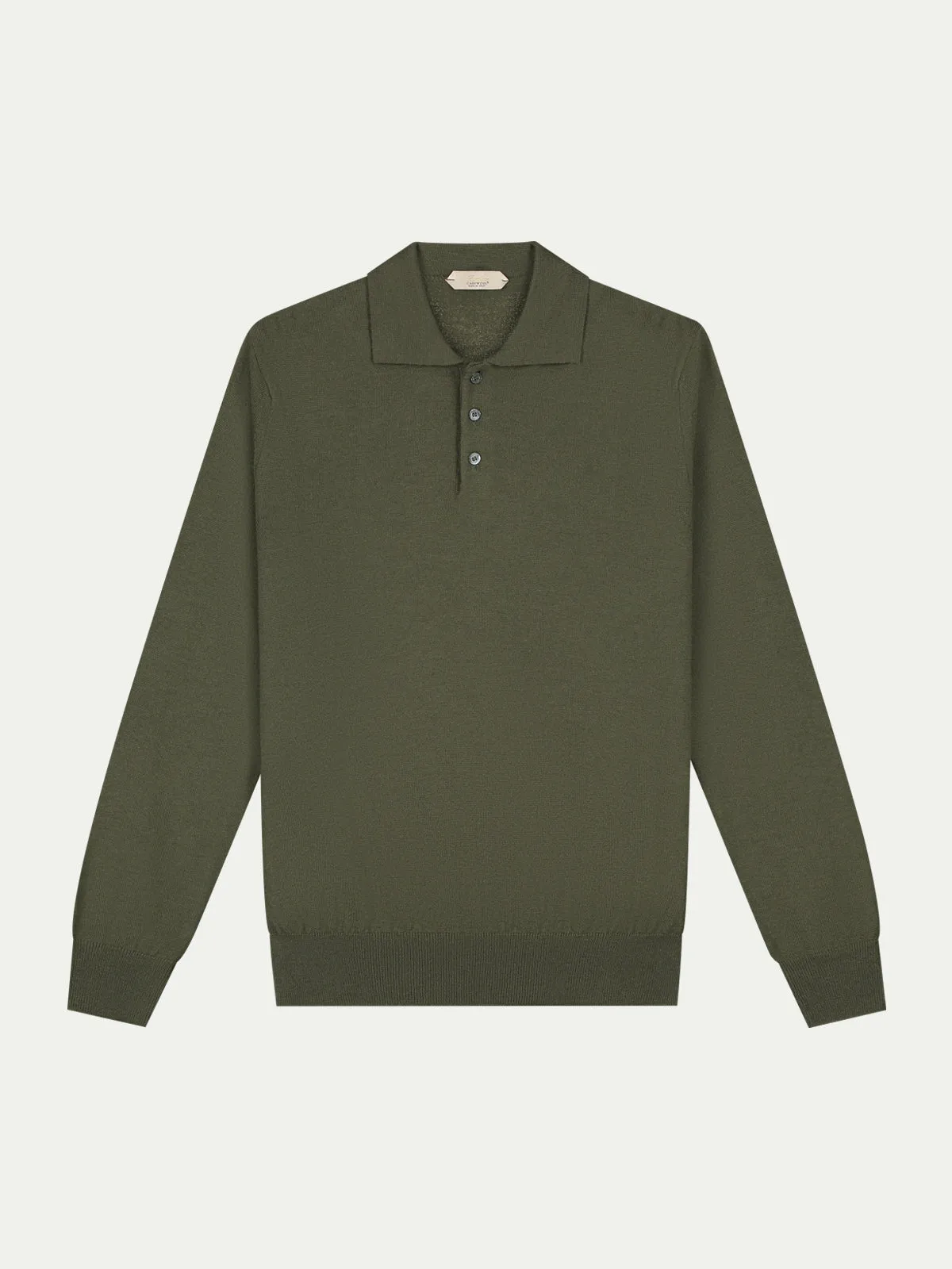 Extrafine Merino Polo Olive