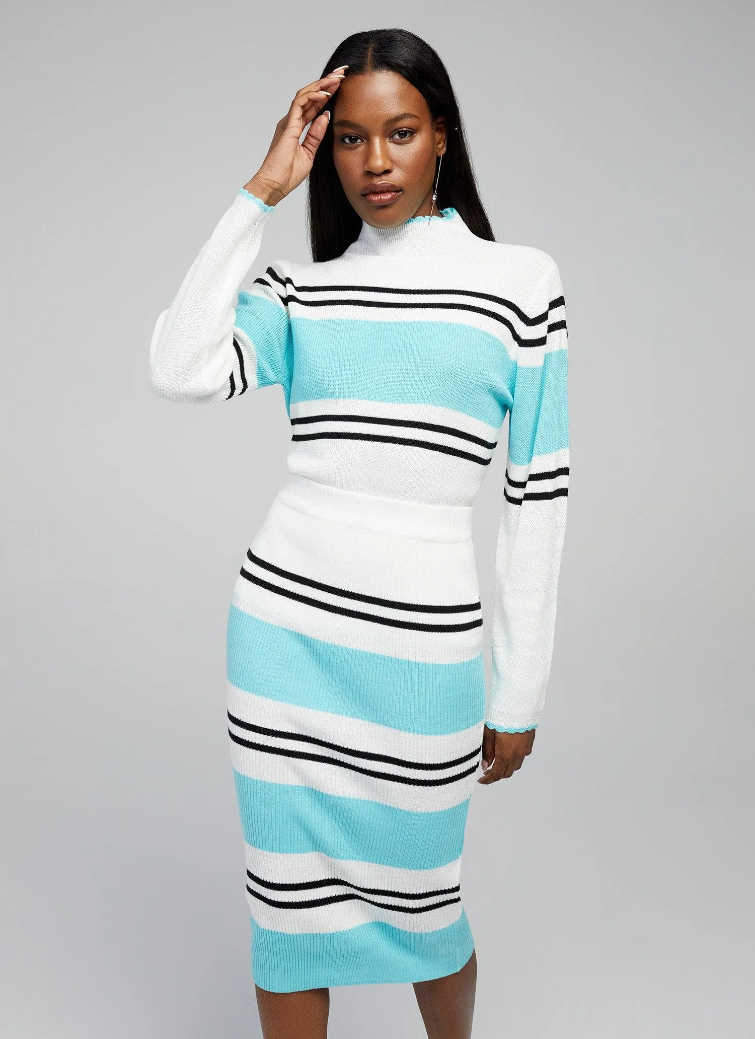 Faye Color Block Rib Knit Skirt