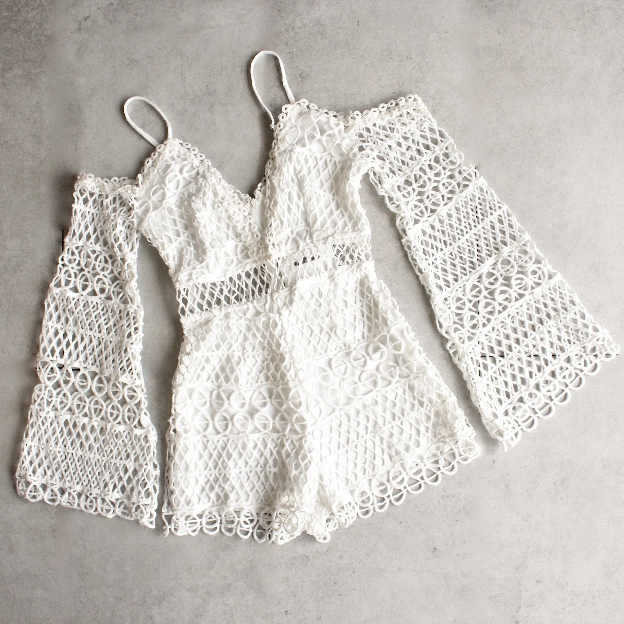 Final Sale - Bold Crochet Overlay Romper - More Colors