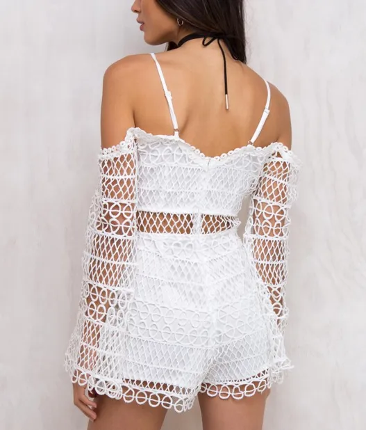 Final Sale - Bold Crochet Overlay Romper - More Colors