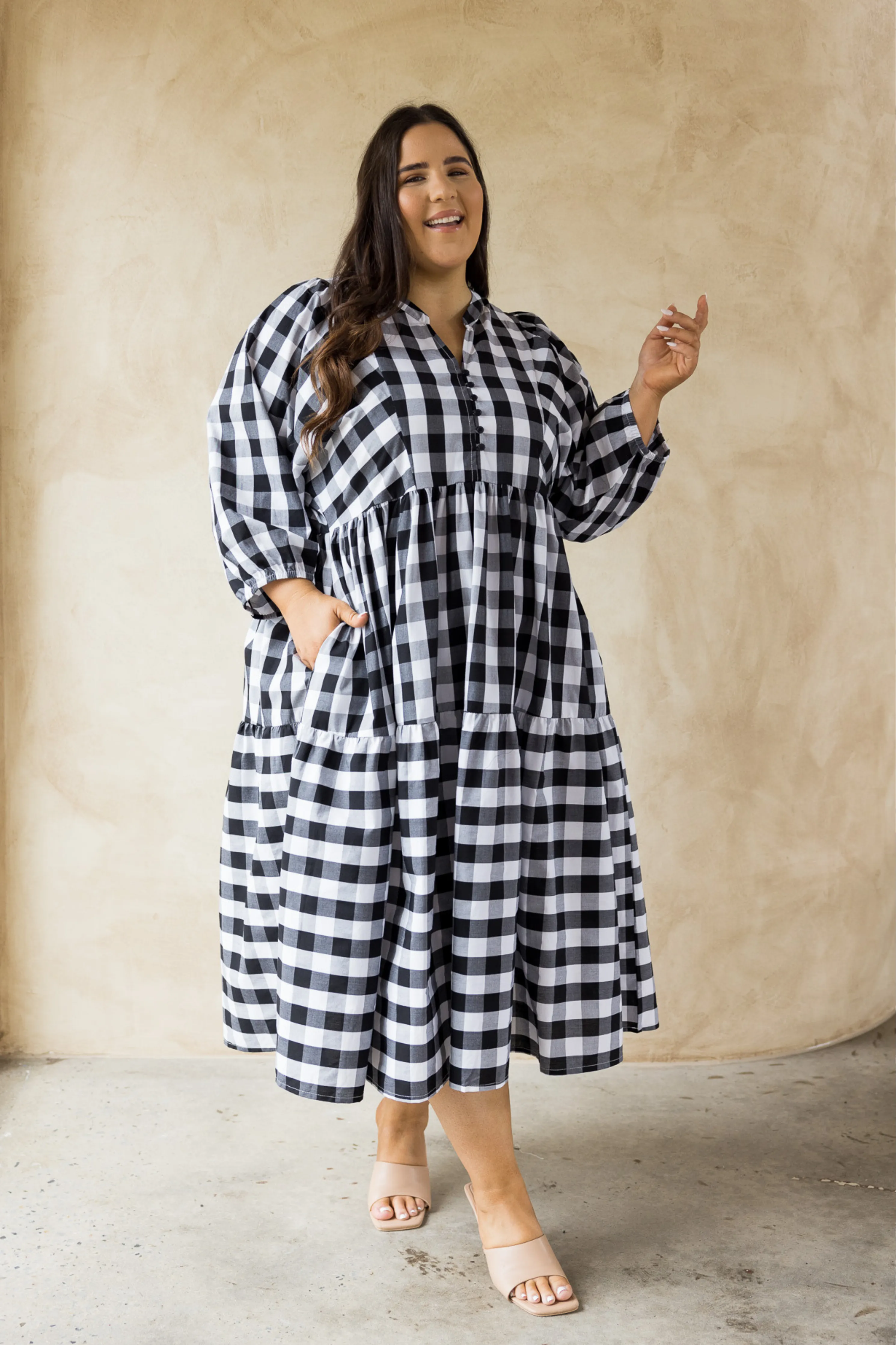 FINAL SALE Charlie Dress in Night Check