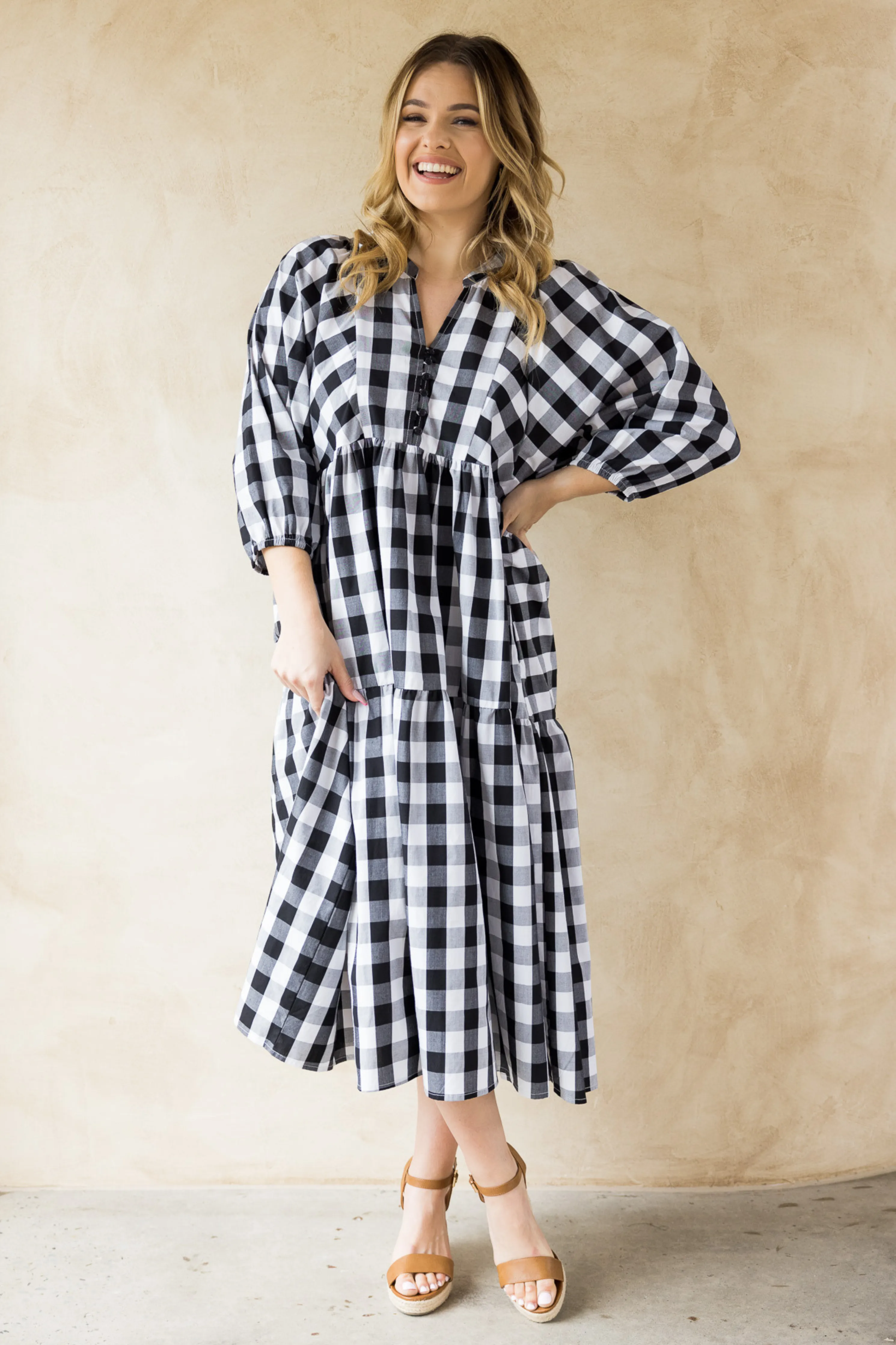 FINAL SALE Charlie Dress in Night Check