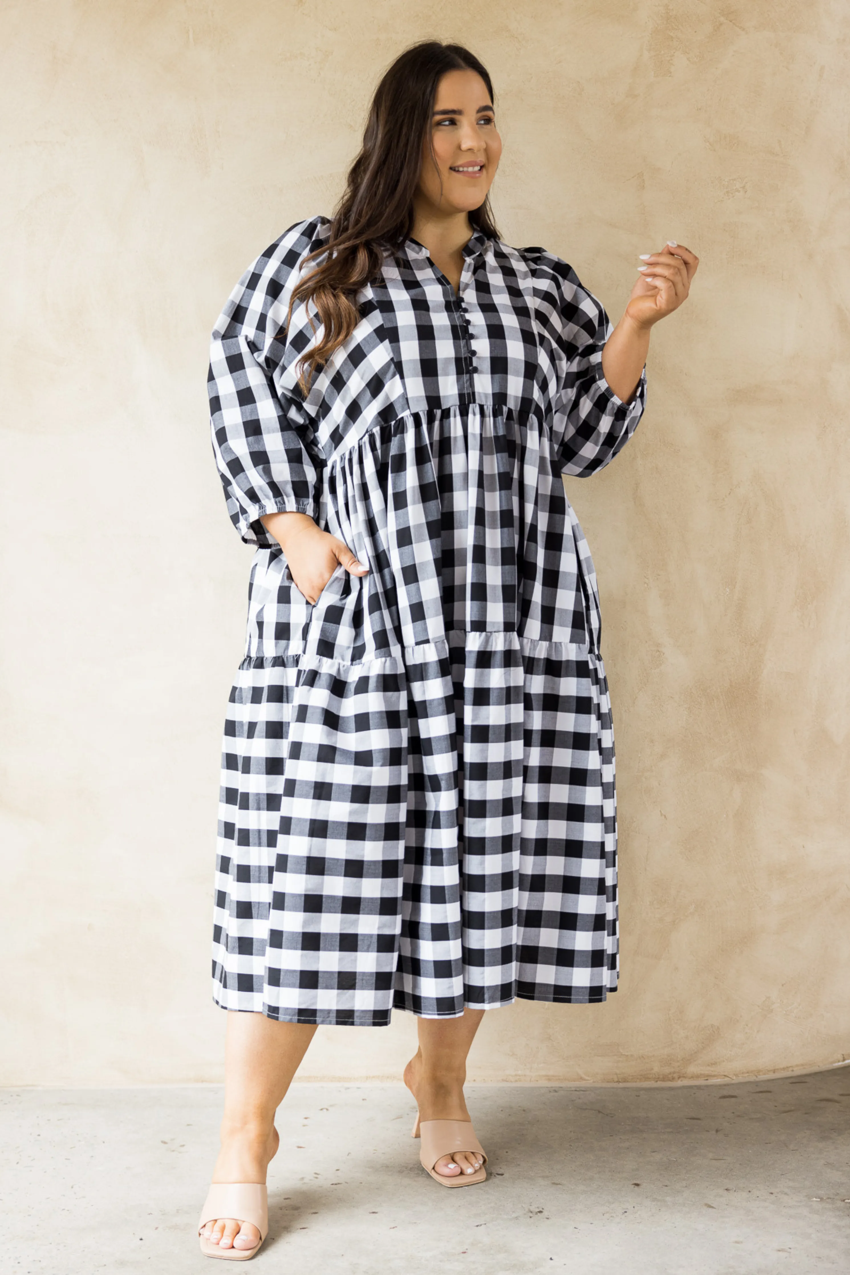 FINAL SALE Charlie Dress in Night Check