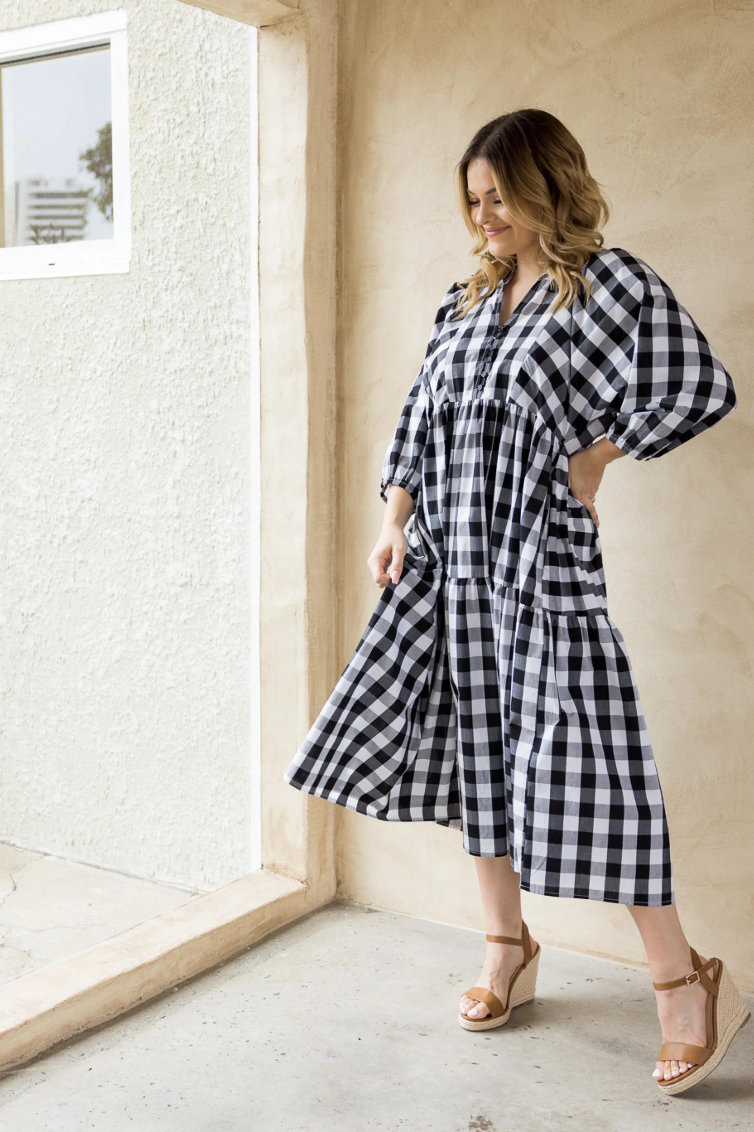 FINAL SALE Charlie Dress in Night Check
