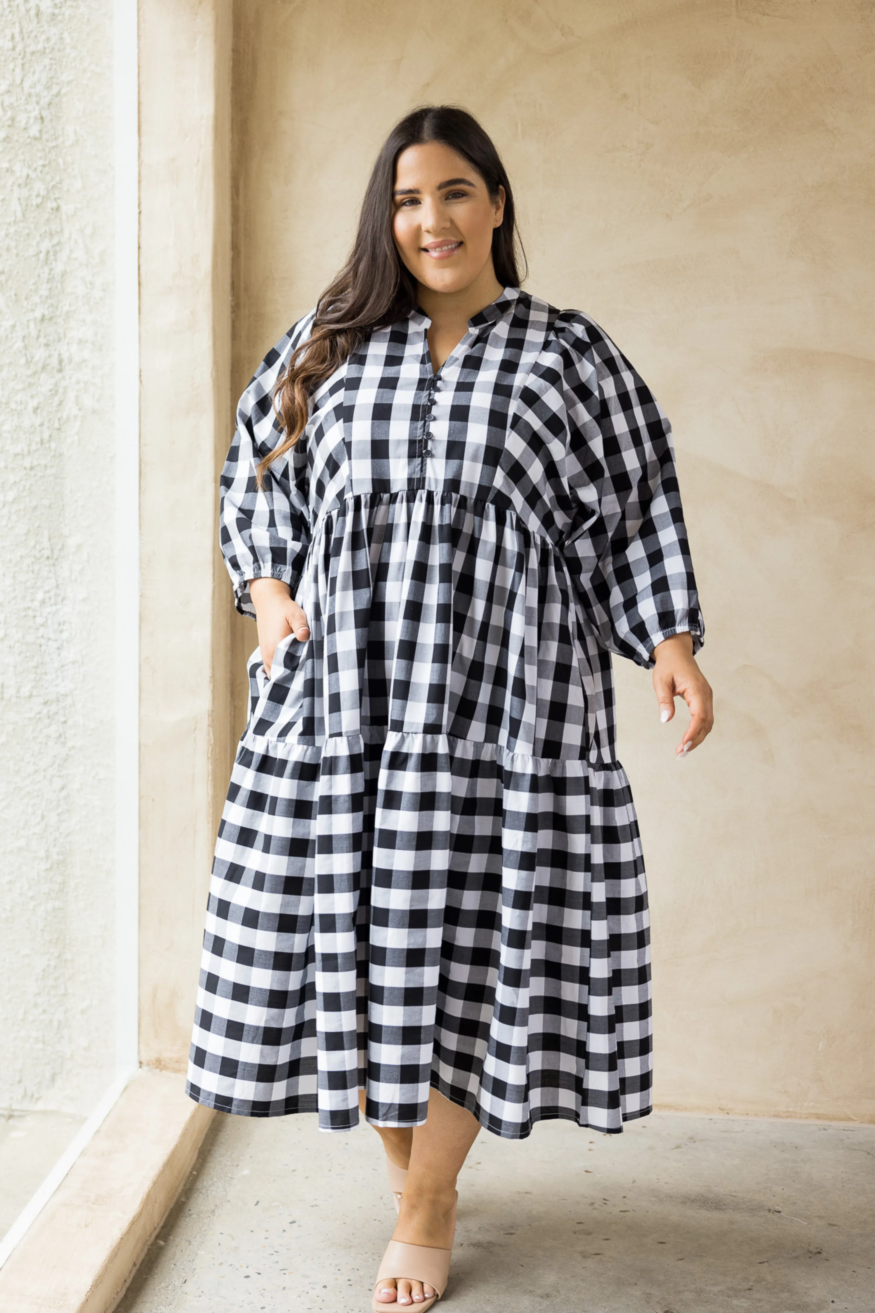 FINAL SALE Charlie Dress in Night Check