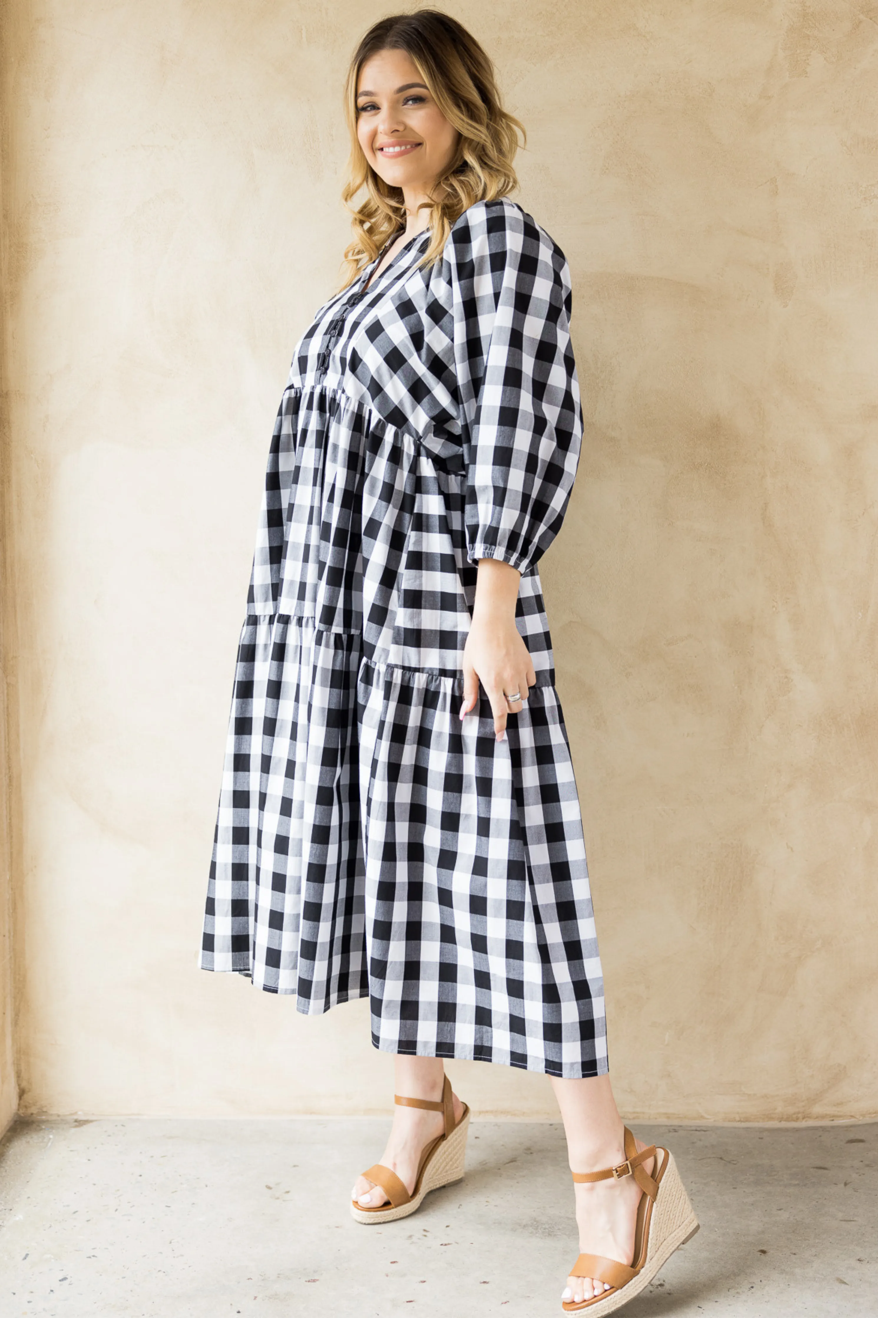 FINAL SALE Charlie Dress in Night Check