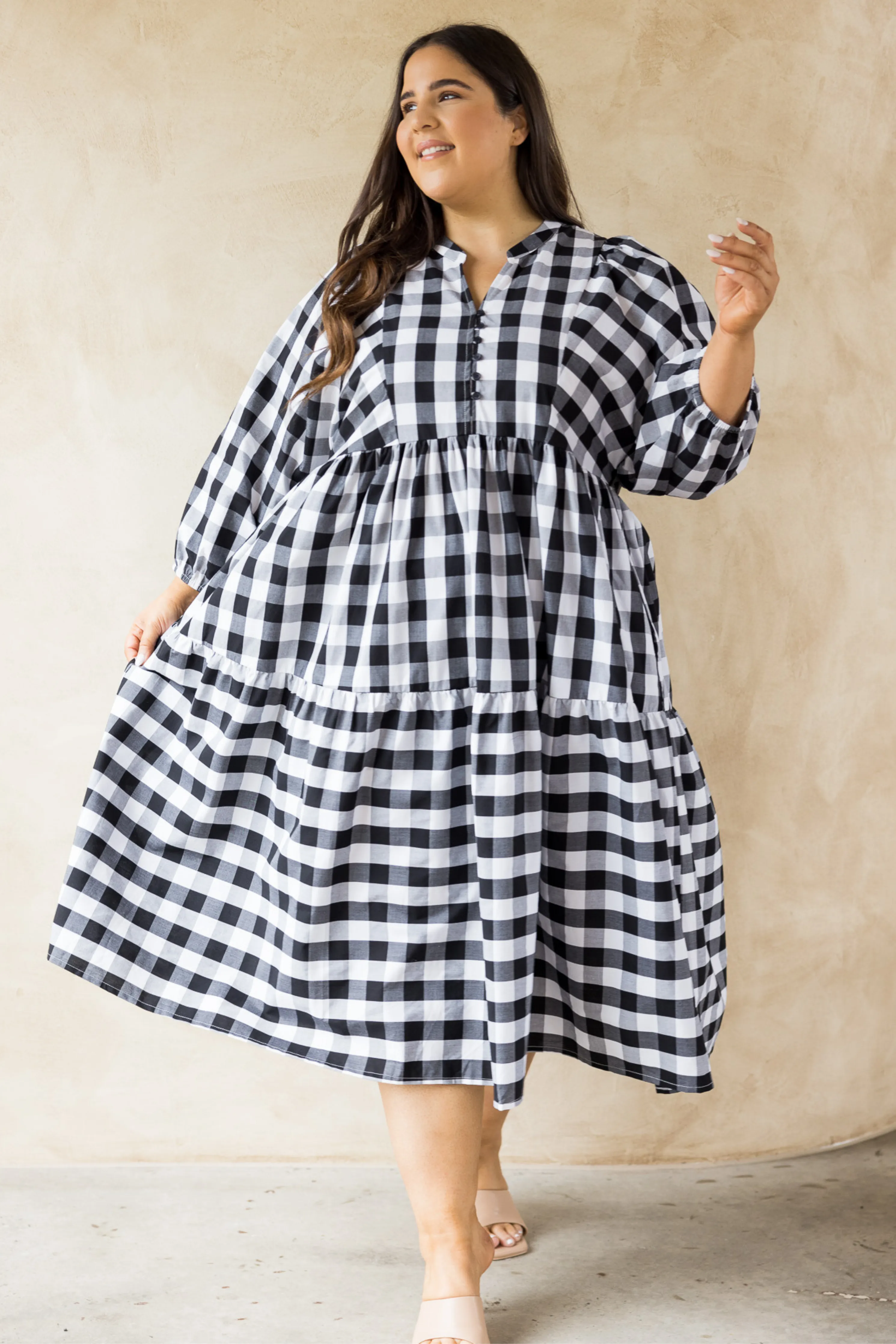 FINAL SALE Charlie Dress in Night Check
