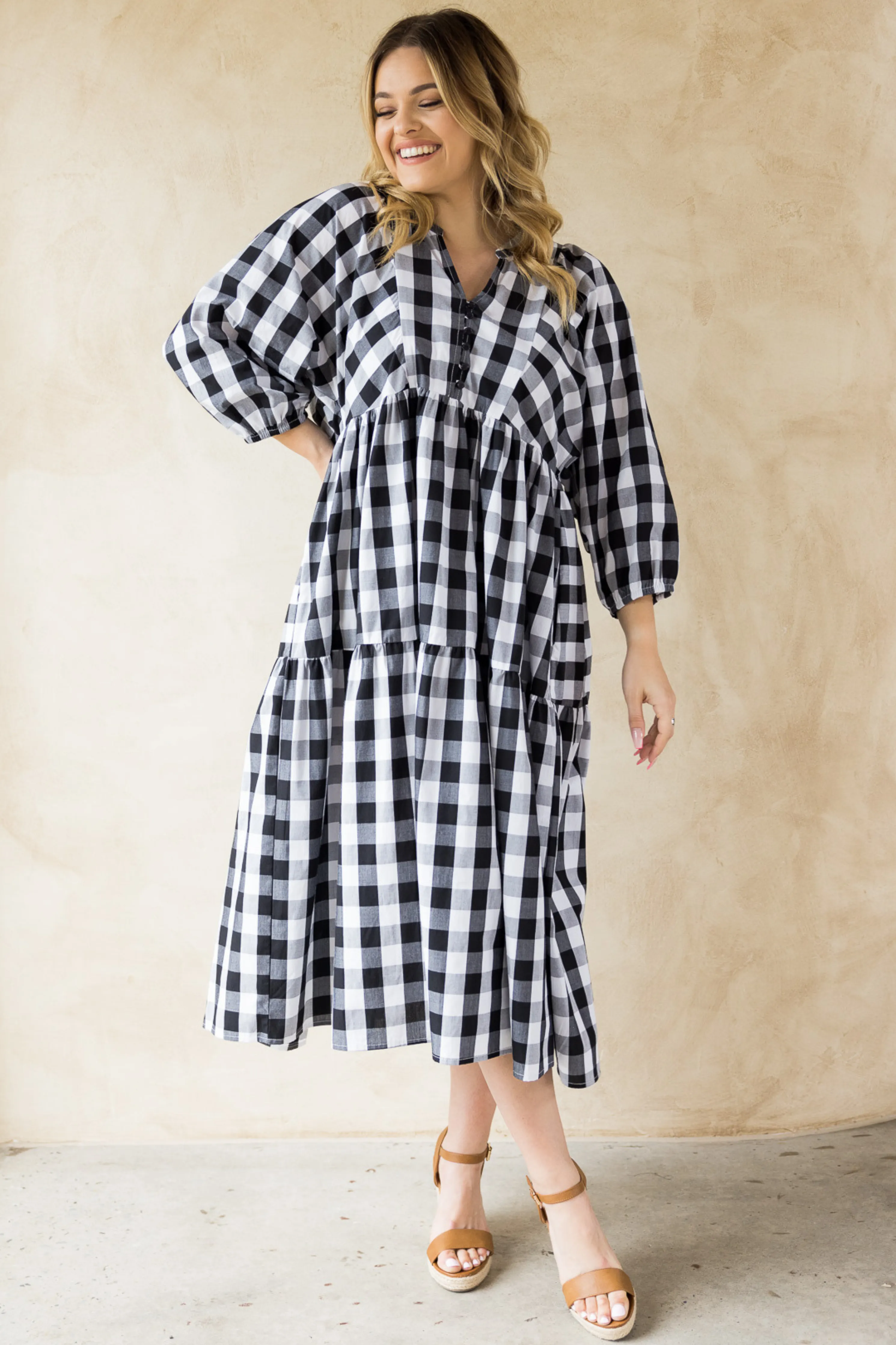 FINAL SALE Charlie Dress in Night Check