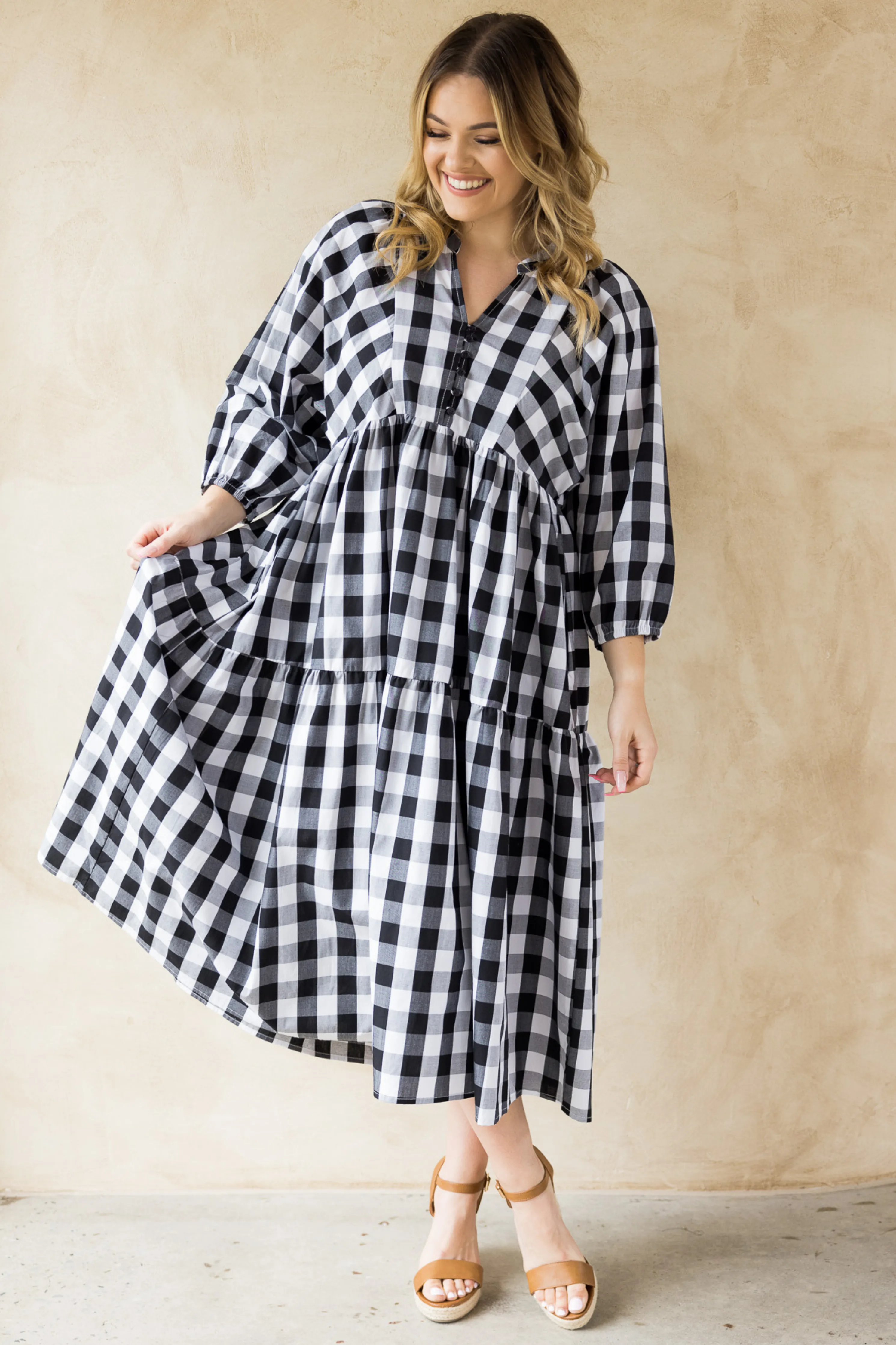 FINAL SALE Charlie Dress in Night Check