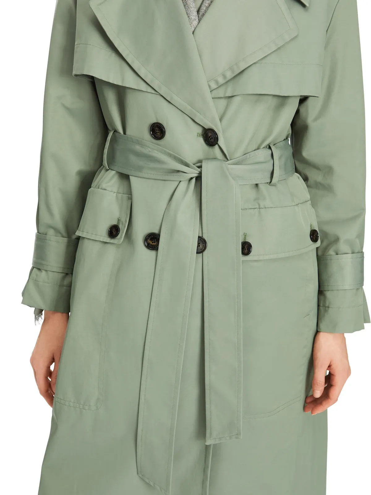 Frozen Sage Cotton Blend Trench Coat