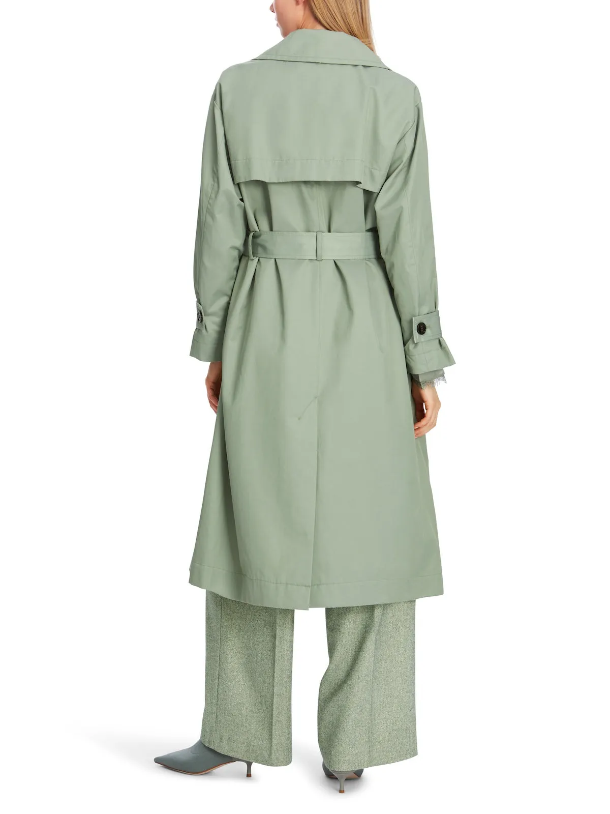 Frozen Sage Cotton Blend Trench Coat
