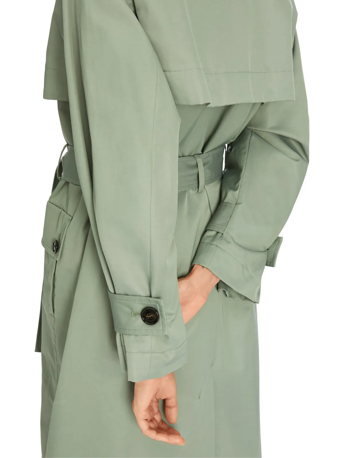 Frozen Sage Cotton Blend Trench Coat