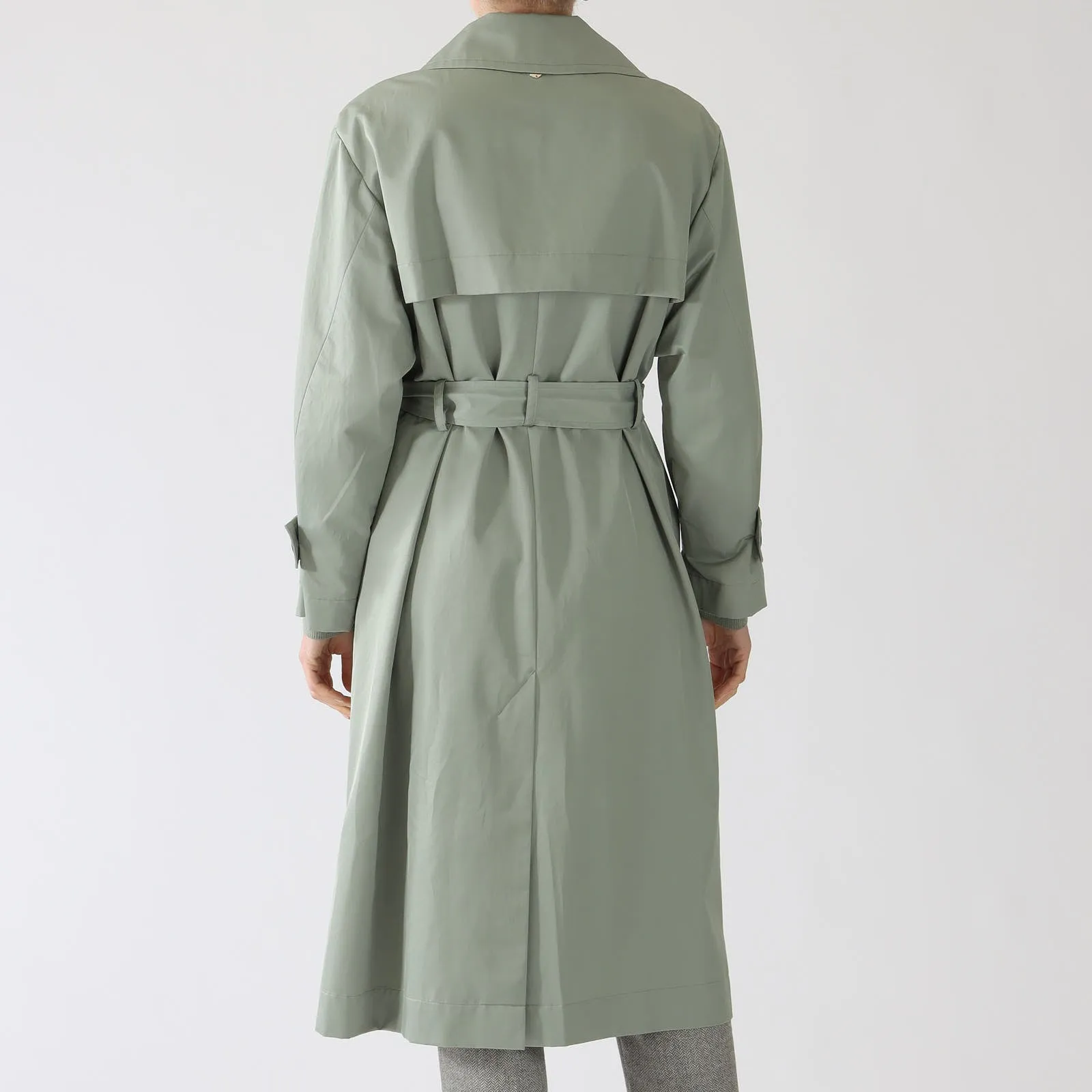 Frozen Sage Cotton Blend Trench Coat