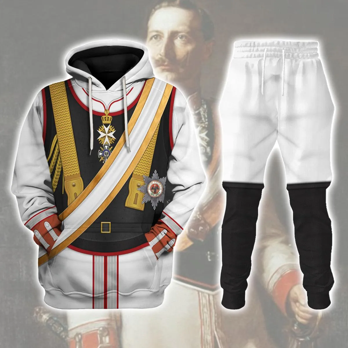 Gearhomie Kaiser Wilhelm II Uniform Garde du German Emperor Costume Hoodie Sweatshirt T-Shirt Tracksuit