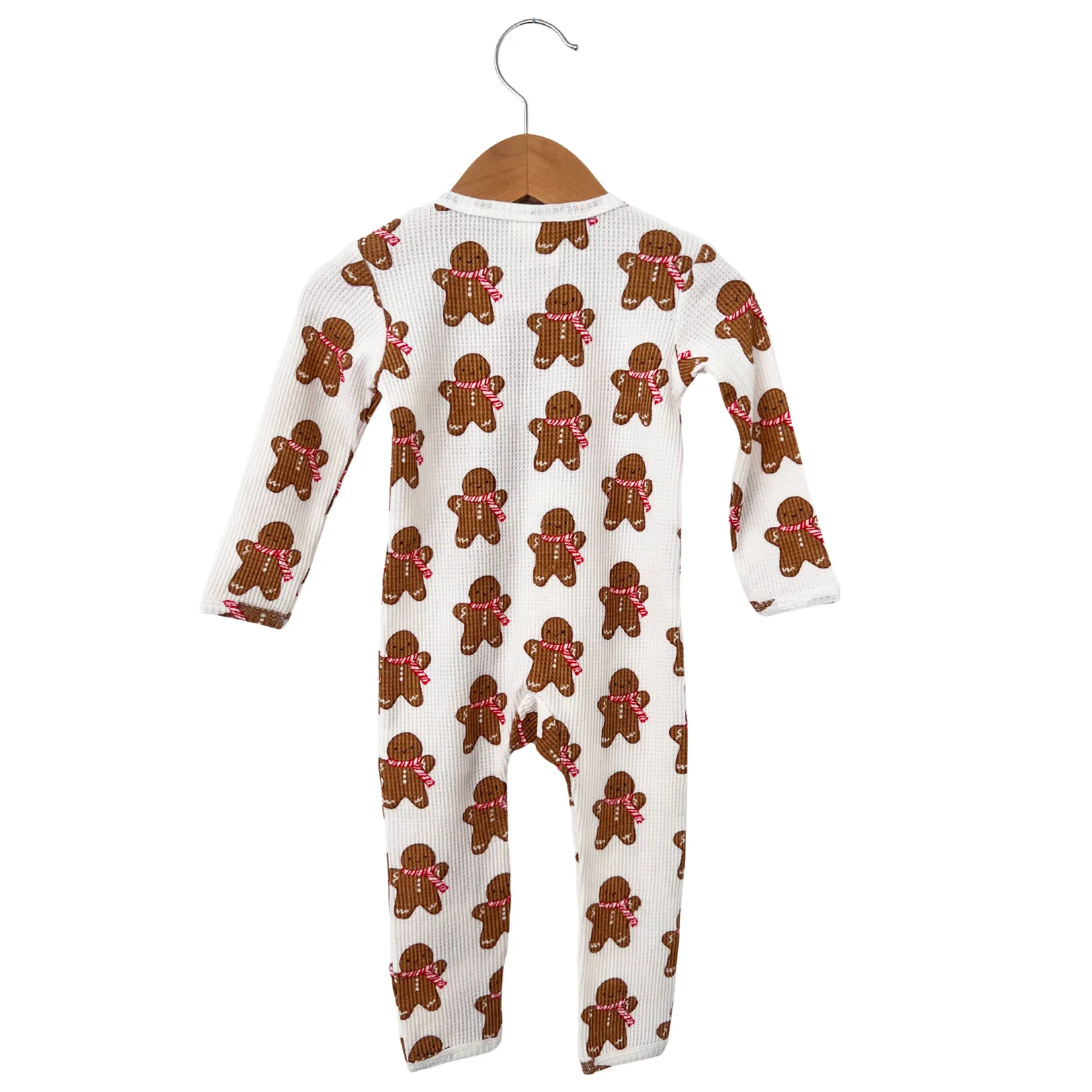 Gingerbread Man Organic Waffle Basic Zip Romper