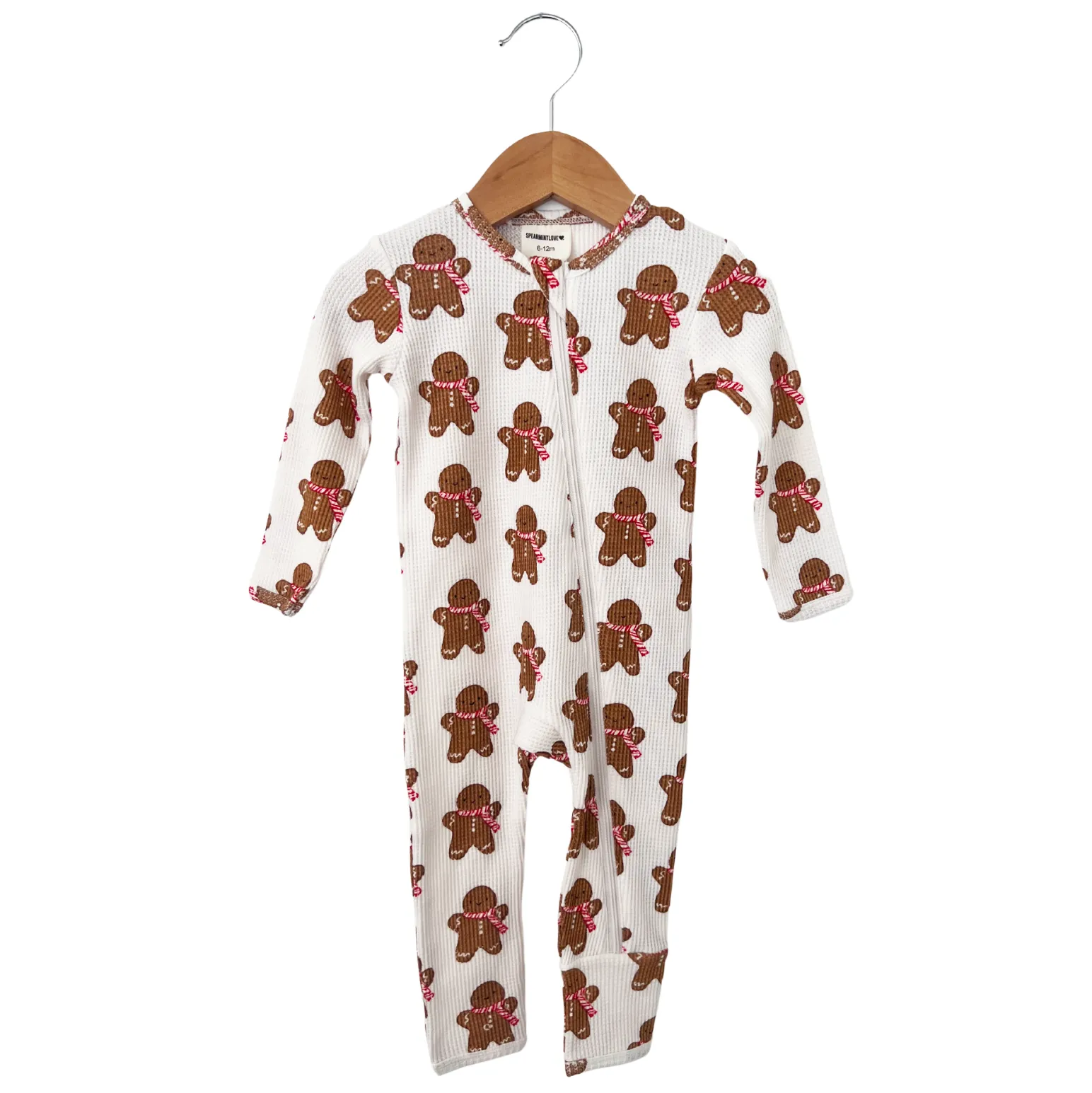 Gingerbread Man Organic Waffle Basic Zip Romper