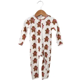 Gingerbread Man Organic Waffle Basic Zip Romper