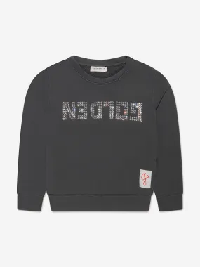 Golden Goose Girls Crystal Logo Sweatshirt in Grey