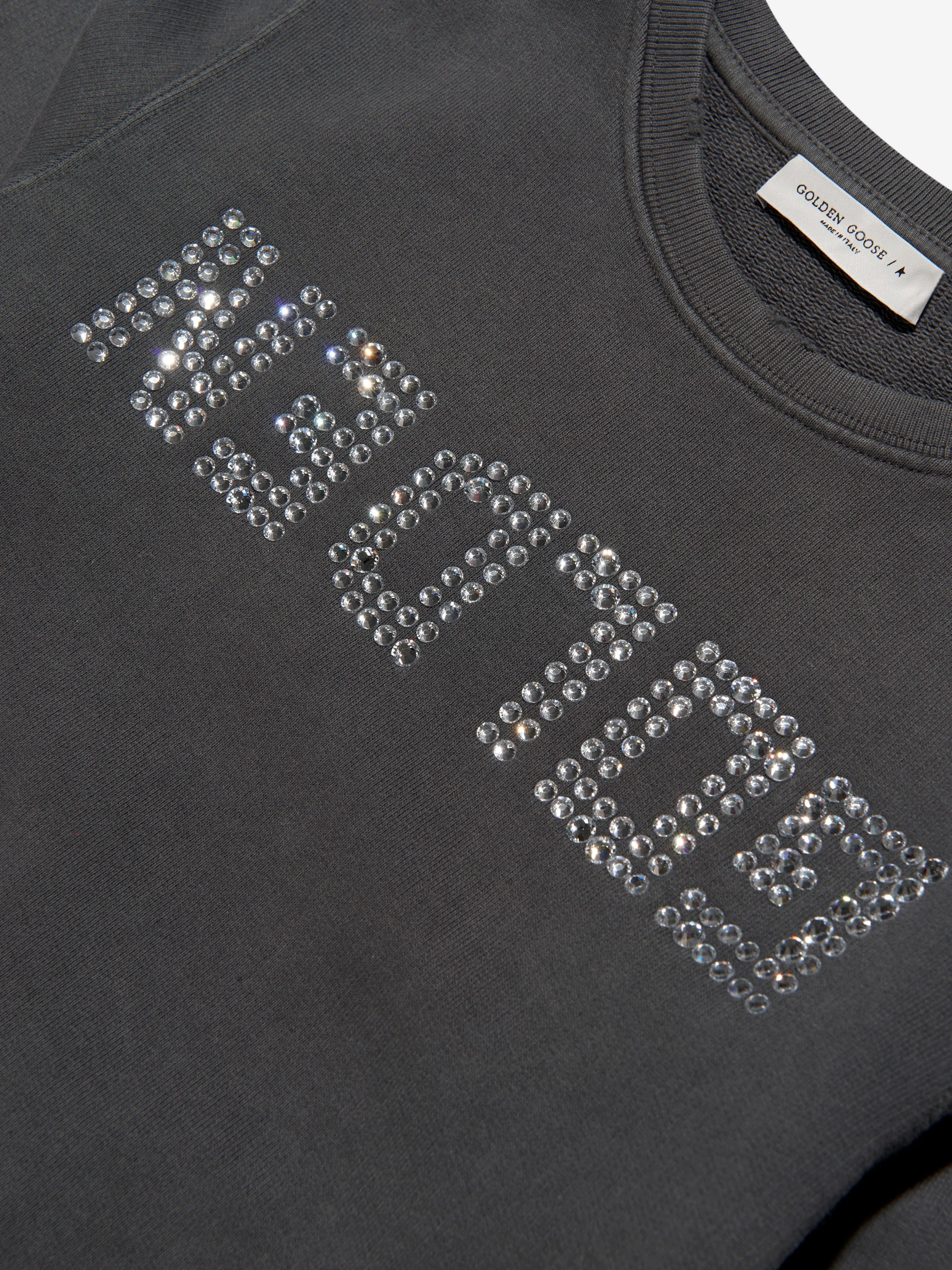 Golden Goose Girls Crystal Logo Sweatshirt in Grey