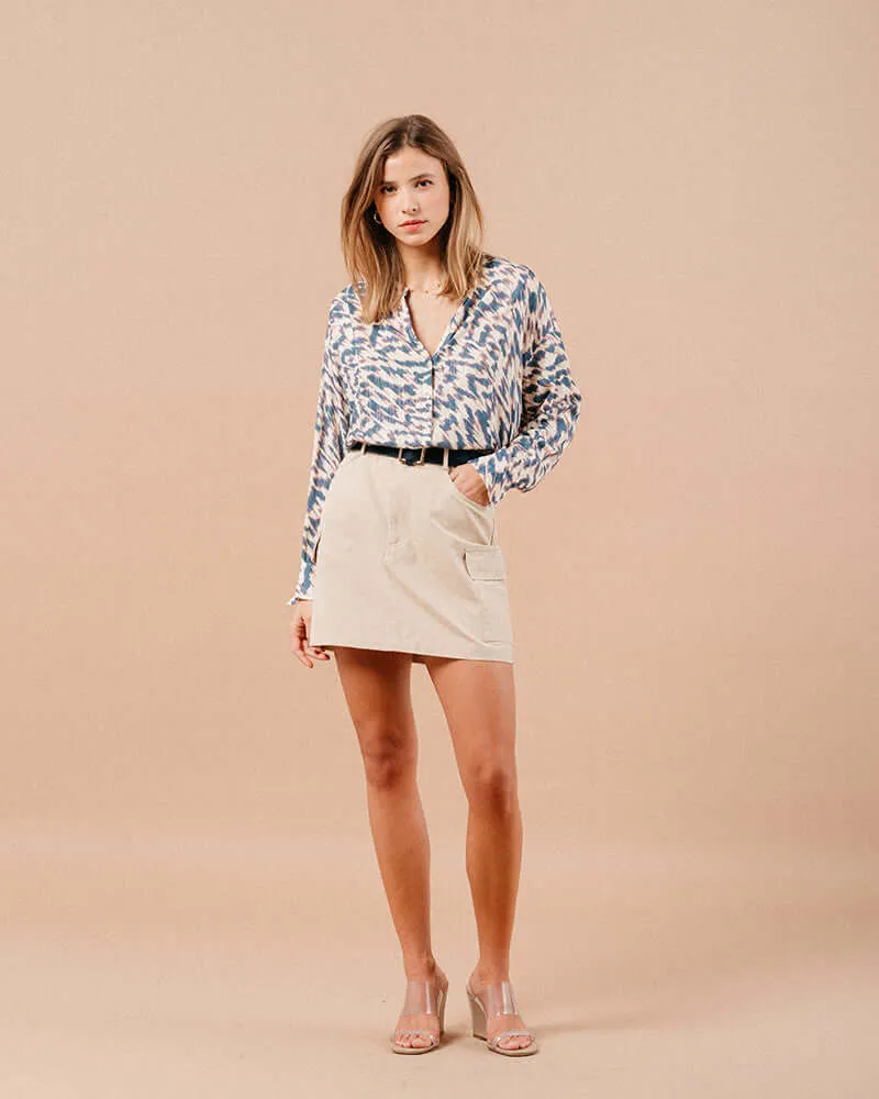 Grace & Mila - Mariah Beige Cargo Mini Skirt