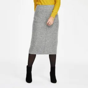 Grey Midi Boiled Wool Pencil Skirt